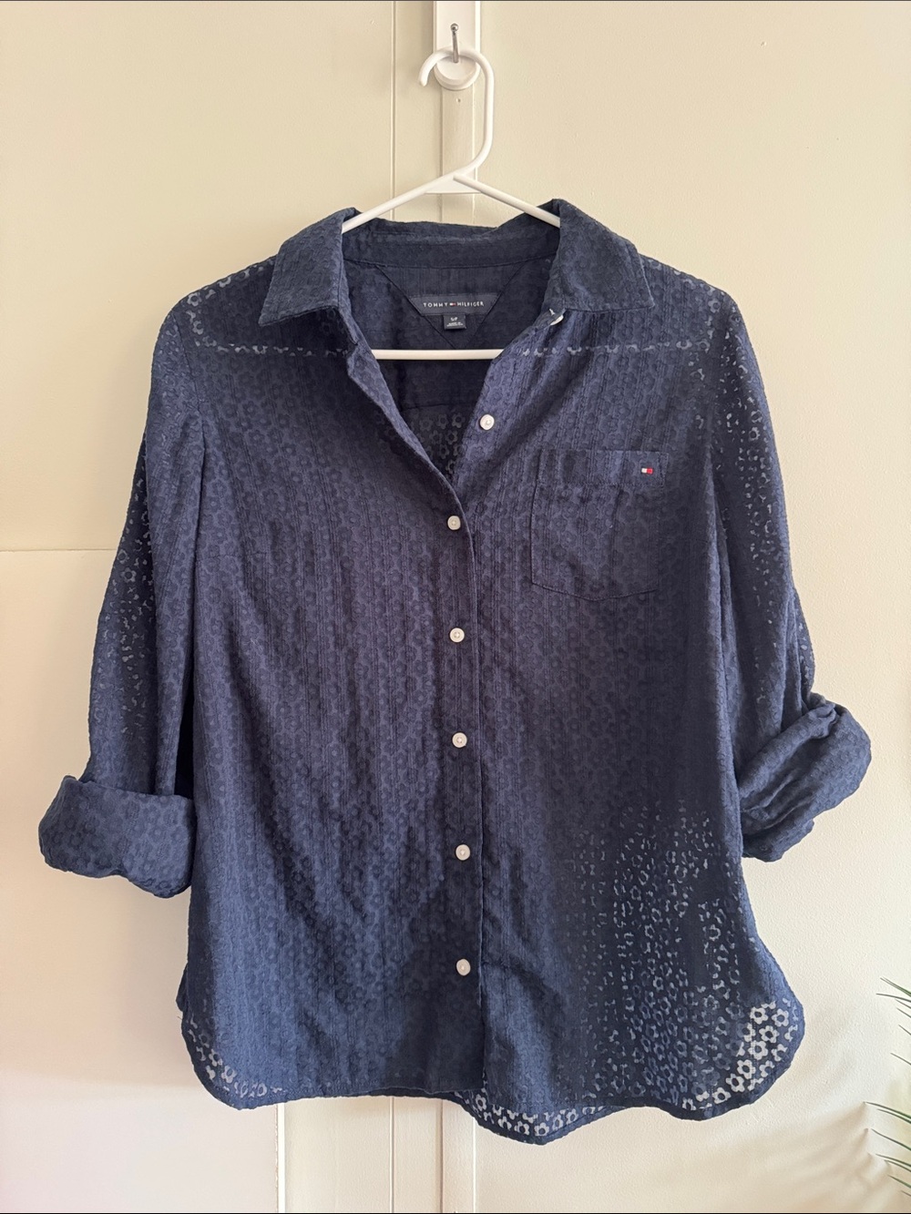 TOMMY HILFIGER Navy Floral Button-Down Shirt S